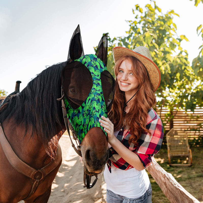 Chunful 6 Pcs Horse Fly Masks with Ears Smooth and Comfortable Cashel Mesh Fly Mask Elasticity Breathability UV Protection Horse Face Covering for Riding Supplies(Flamingo,Medium) Flamingo Medium - PawsPlanet Australia