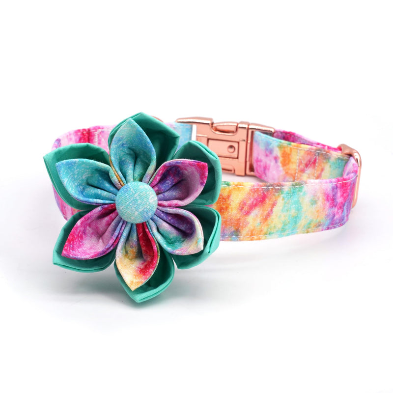 Cute Dog Collar, Girl Dog Collar with Purple Watercolor Design Adjustable with Rose Gold Slide Release Buckle, New Puppy Gifts (M) M Dream - PawsPlanet Australia