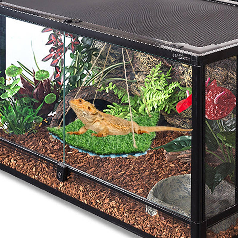 Bearded Dragon Hammock, Bearded Dragon Bed, Artificial Plant Lizard Swing Toys, Reptile Habitat Decor, Tank and Aquarium Accessories for Hermit Crab Chameleon Birds Rats Hamster