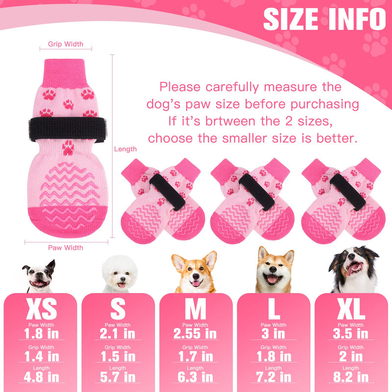 EXPAWLORER 3 Pairs Anti-Slip Dog Socks - Dog Shoes for Hot/Cold Pavement,Soft Paw Protector for Wooden Floor, Prevents Licking, Slipping for Puppy Small Medium Large, Senior Dogs Pink X-Small - PawsPlanet Australia