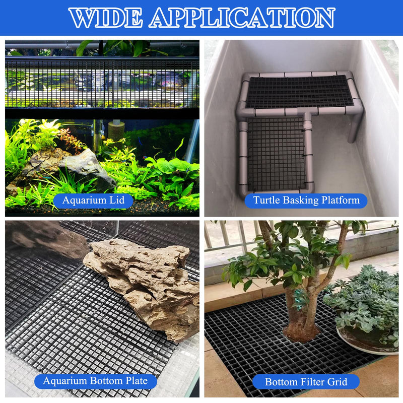 14pcs Aquarium Fish Tank Divider, Plastic Grate Isolation Board Partition, Black Aquarium Filter Bottom Tray Egg Crate Light Diffuser Grid Panel - PawsPlanet Australia