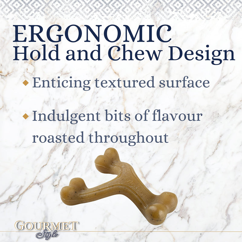 Nylabone Maximum Strength Tough Extreme Puppy Gourmet Wishbone Dog Chew Toy, Adult Teeth, Infused with Extra Peanut Butter Flavour Throughout, Small, for puppies 0-11kg - PawsPlanet Australia