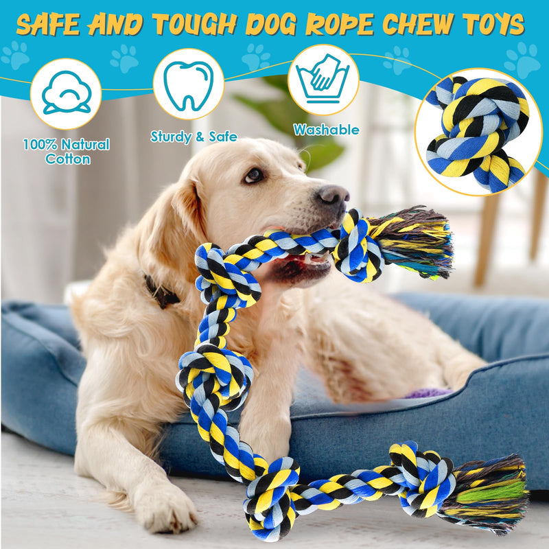 UPSKY Dog Rope Toy for Large Medium Dogs, Dog Chew Toy for Aggressive Chewers, Indestructible 3 Feet 5 Knots Rope Toy, Heavy Duty Tough Dog Toy,Interactive Tug of War Toy for Extra Large Dogs 1.Blue