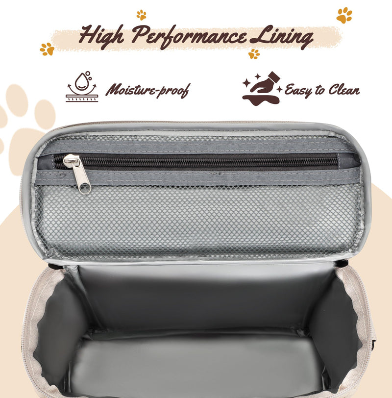 Modoker Dog Travel Bag Organizer for Supplies with 2 Food Containers, 2 Collapsible Bowls & Feeding Mat, Airline Approved Dog Travel Accessories Duffel Bag for Weekend Trips, Camping & Beach, Beige Beige-7.6L - PawsPlanet Australia
