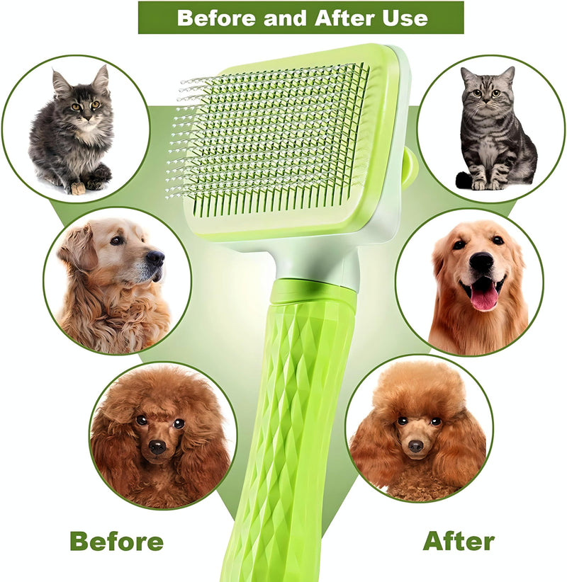 Versatile Pet Grooming Brush and Deshedding Tool - Gently Removes Loose Undercoat for Cats and Dogs, Suitable for Pet Massage (Green Light) Light Green - PawsPlanet Australia