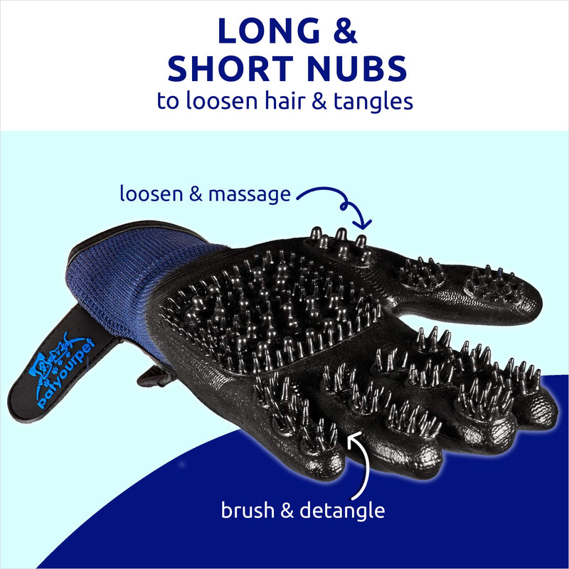 Pat Your Pet Grooming Gloves - Cat & Dog Hair Remover Glove for Deshedding Long and Short Fur - PawsPlanet Australia