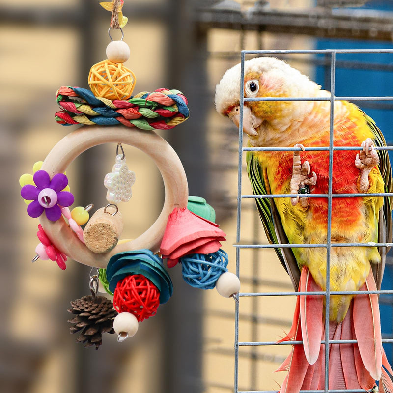 Bird Chewing Toys, Hanging Natural Materials Parrot Chew Toy, Bird Cage Accessories, Suitable for Small to Medium Birds Budgie Lovebirds Conures Parakeets Cockatiels