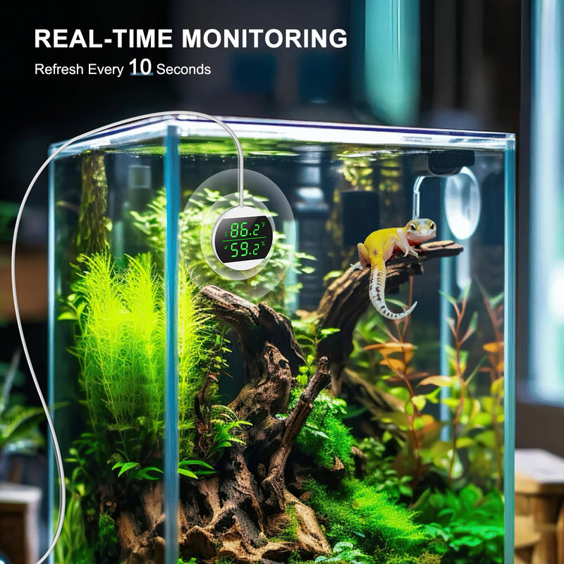 Reptile Tank Thermometer, USB Power Supply LED Digital Reptile Thermometer Hygrometer, 10s Refresh Speed, ±1.8℉ High Precision, Terrarium Thermometers for Reptile (Power Plug not Included) - PawsPlanet Australia