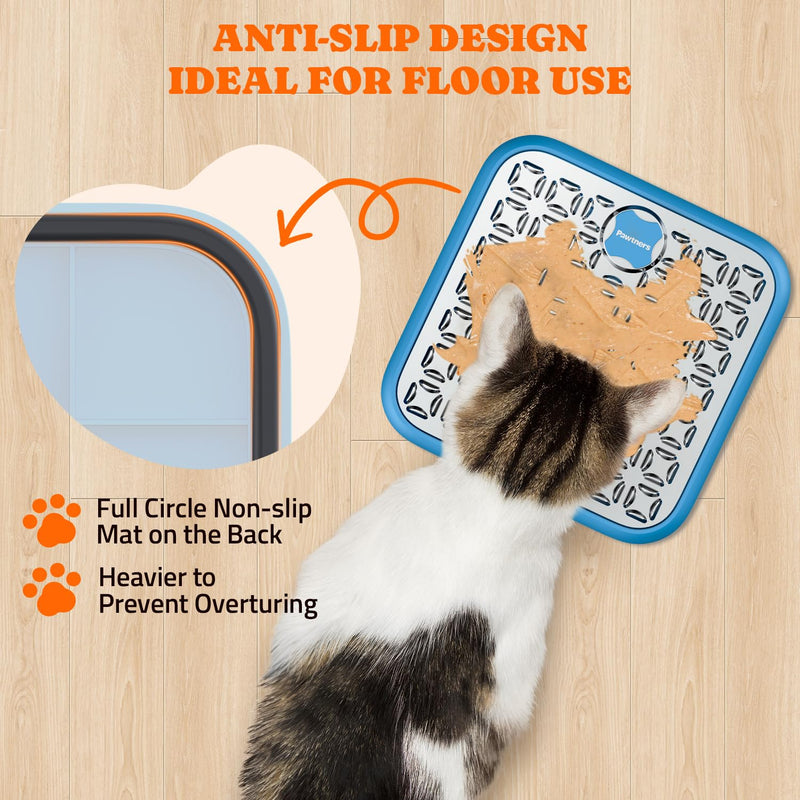 Stainless Steel Large Lick Mat: Dog Lick Mats for Large Dogs, Cat Licking Pads for Crate Boredom & Anxiety Reduce, Slow Feeding, Cat Slow Feeder Mat with a Spatula, Scrubbing Brush, Blue - PawsPlanet Australia
