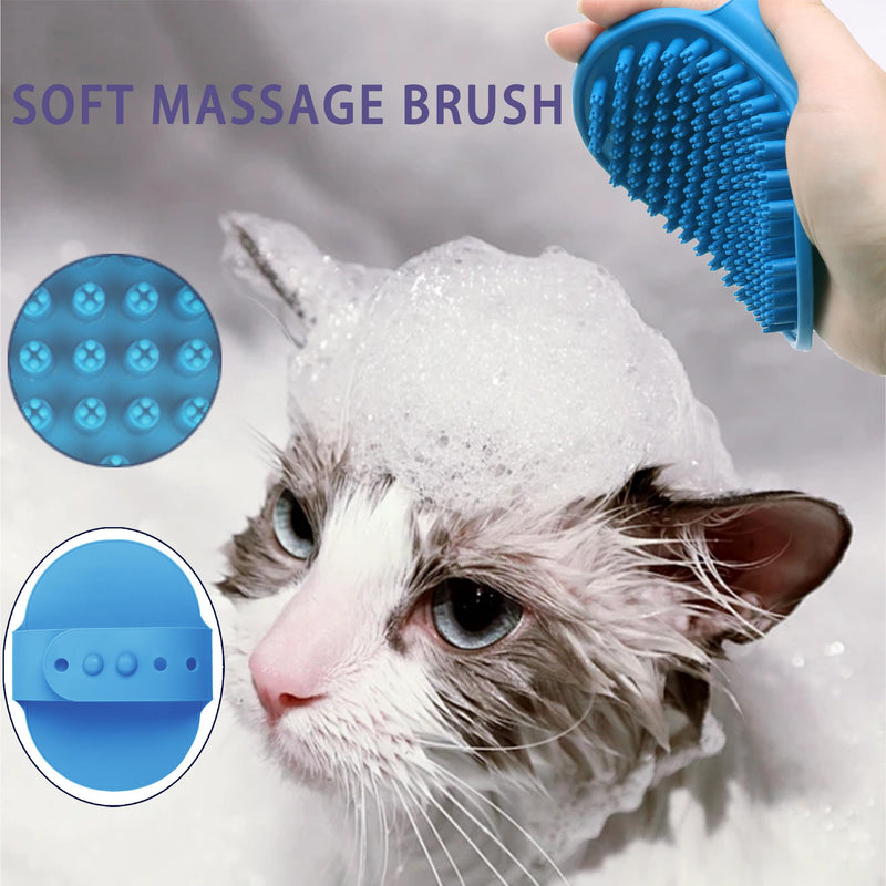Cat Grooming Brush Kit 6 Tools - Deshedding & Dematting for Long/Short Hair, Self-Cleaning Slicker Brush with 6-in-1 Flea Comb for Cats & Kittens (Blue) Blue - PawsPlanet Australia