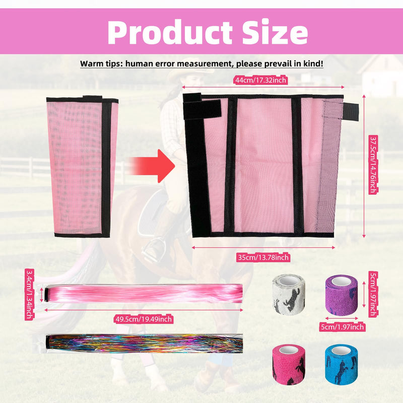 4 Pcs Fly Leg Wraps for Horses, Adjustable and Breathable Pink Horse Fly Wraps,Made of Mesh Material; Suitable for 4 Legs