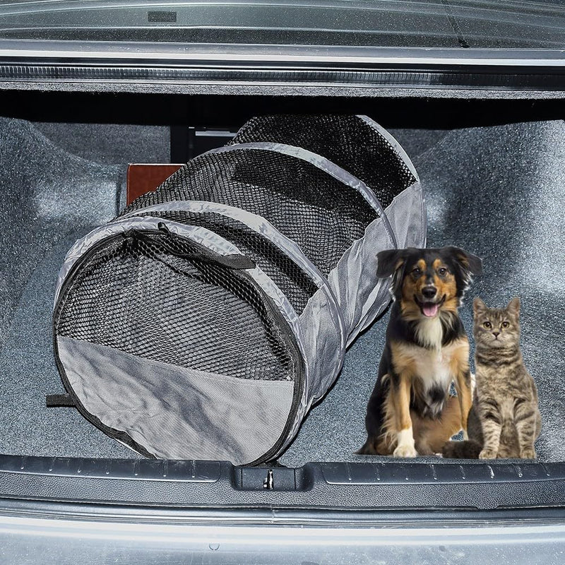 Portable Travel Crate for Car, Car Seat for Dog Pet, 23 Inchs Small Pet Crate, Foldable Lightweight Sturdy Oxford Cloth with Breathable Mesh Easy Install Pet Carrier (Grey) Grey - PawsPlanet Australia