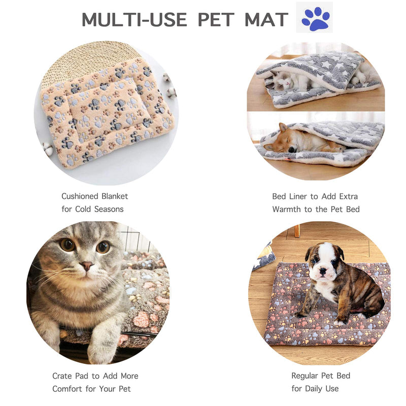 2 Pcs Pet Bed Mats. Ultra Soft Pet (Dog/Cat) Bed with Cute Prints. Reversible Faux Lambswool Kennel Pad for Medium Small Dogs and Cats. Machine Washable Pet Bed. Gray+Stars 18.5"L x 13.0"W x 1.2"Th - PawsPlanet Australia