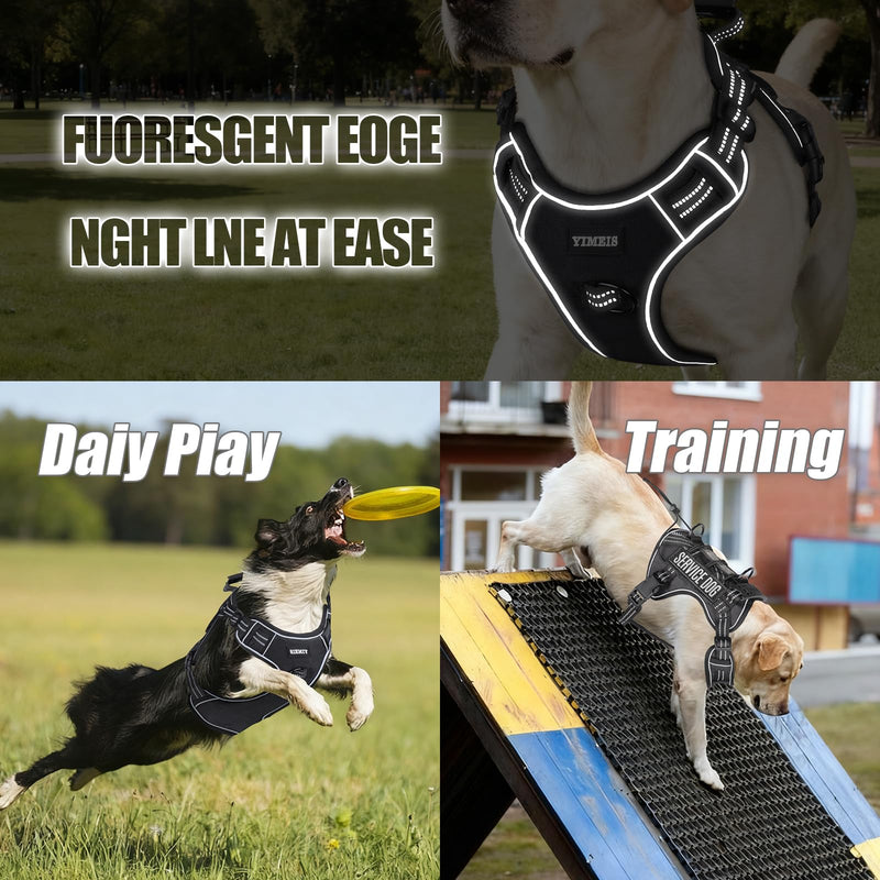 Service Dog Tactical Vest Harness and Leash Set Medium Sized Dog Emotional Support- Tactical Dog Harness Training Collar with Name (Black, L) Black - PawsPlanet Australia