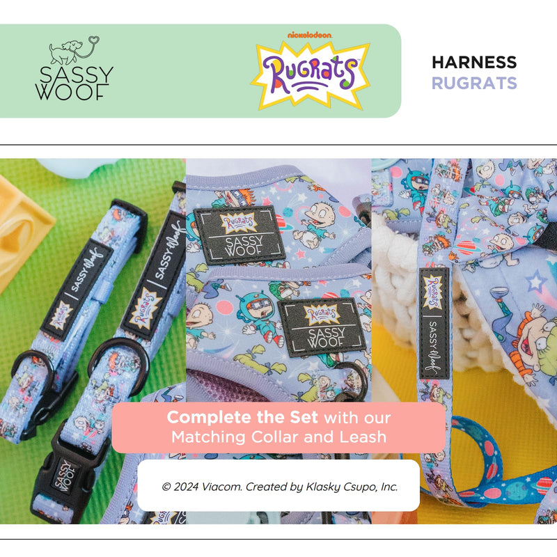 Sassy Woof Dog Adjustable Harness - Nickelodeon Rugrats™ - S, Breathable Mesh, No Pull Design with Two D-Rings, Patented Design, Perfect for Small Dogs and Puppies - Officially Licensed - PawsPlanet Australia