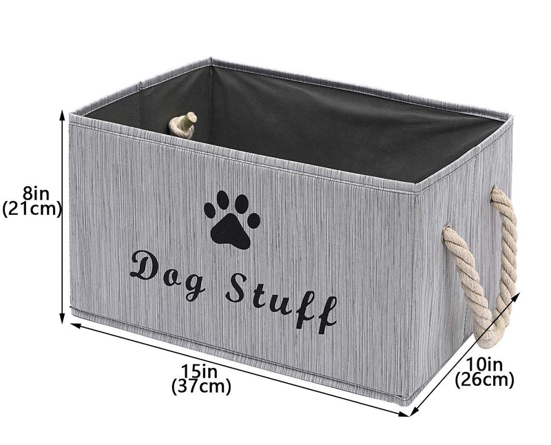Geyecete Large Fabric Storage Bins Organizer with Weave Rope Handle, Collapsible Cube Basket Container Box for Dog Apparel & Accessories,Dog Coats,Dog Toys Gift Baskets Grey - PawsPlanet Australia