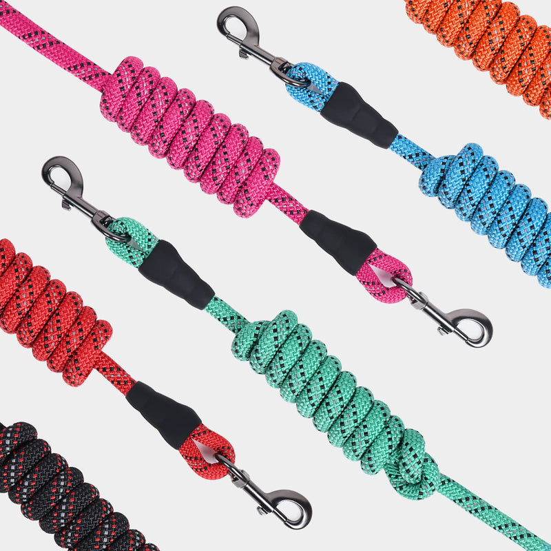 VIVAGLORY Rope Dog Leash Roperex Dog Leash with Soft Padded Handle for Walking & Training, Strong Rope & Reflective Heavy Duty for Pet, 3/8IN x 6FT (12~65 lbs.), Black 3/8'' x 6 FT (12~65 lbs.) - PawsPlanet Australia