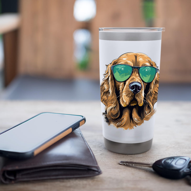 Cocker Spaniel Dog Breed Pet with Sunglasses Cute Graphic Stainless Steel Insulated Tumbler 20 Ounces White - PawsPlanet Australia