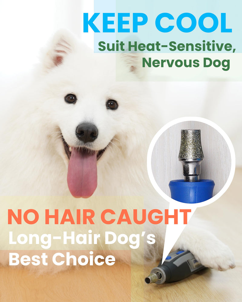 Diamond Dog Nail Grinder Attachment, Diamond Rotory Bit for Dogs&Pets Nail Care, Made for Dremel Grinder for Animals Nail Care & Home Grinder Tools, Samoyed, Smooth-grit - PawsPlanet Australia