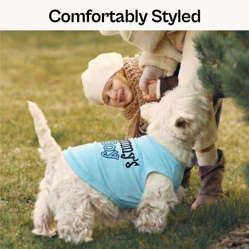 Parisian Pet Dog Shirt – 100% Cotton Shirts for Large Dogs – Blue Sleeveless Puppy Clothes – Lightweight and Breathable Dog Apparel – Boy Dogs Clothes - Stretchy Mommy’s Boy Pet Shirt Mommy's Boy 2X-Large (25-40lbs) - PawsPlanet Australia