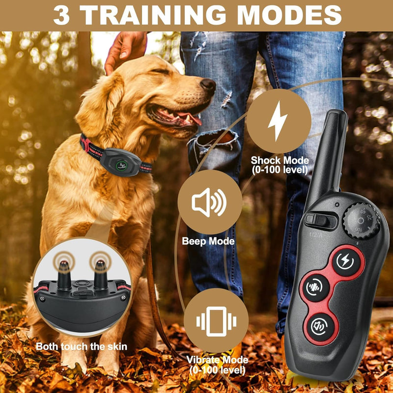 Dog Shock Collar - 2 in 1 Bark Collar with Remote, w/3 Remote Training Modes, Beep, Vibration 1300Ft Dog Training Collar for for Small Medium Large Dogs - PawsPlanet Australia