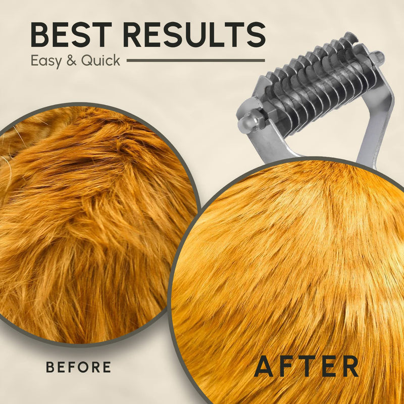 Flamia & Jabz Professional Rake (Dematting Comb) for Undercoat Grooming of Dogs, Cats & Pets (12 Blades) 12 Blades
