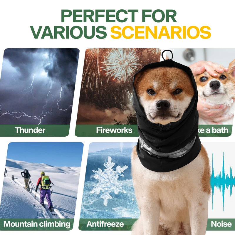 Dog Hematoma Ear Wrap, Dog Anxiety Relief Hat, Dog Windproof Waterproof Reducing Noise Hat, Warm Dog Ear Cover Winter Hat, Dog Ear Covers for Bath, Thunderstorms S-Head Circle(11.81"~17.32") Black - PawsPlanet Australia