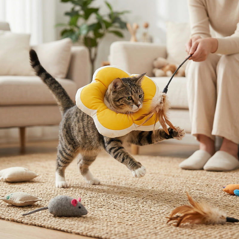 Soft Cat Collar, Cat Dog Collar, Surgery After Leak Protection Collar, Soft Adjustable Flowers Cat Collar, for Small Dogs, Gato Rabbit, Recovery Neck Protective Collar, Cat Collar (Size S, Yellow)