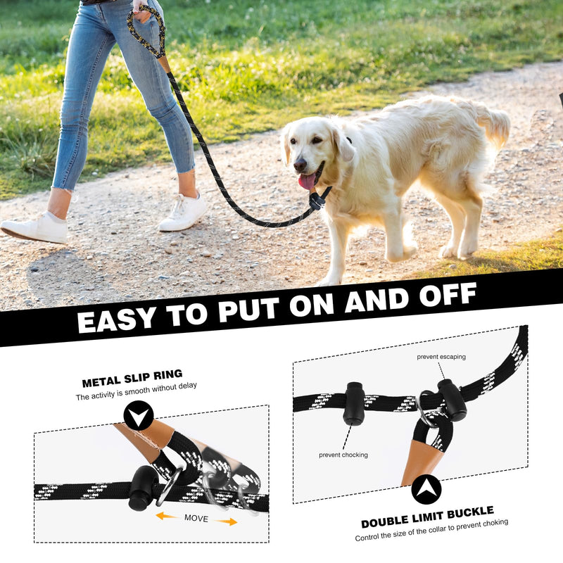 lynxking Slip Lead Dog Leash Reflective, Heavy Duty Comfortable Strong Rope Leash for Large, Medium Dogs, No Pull Pet Training Leash (Black, Large 1/2in x 6ft-Slip Lead) Black - PawsPlanet Australia