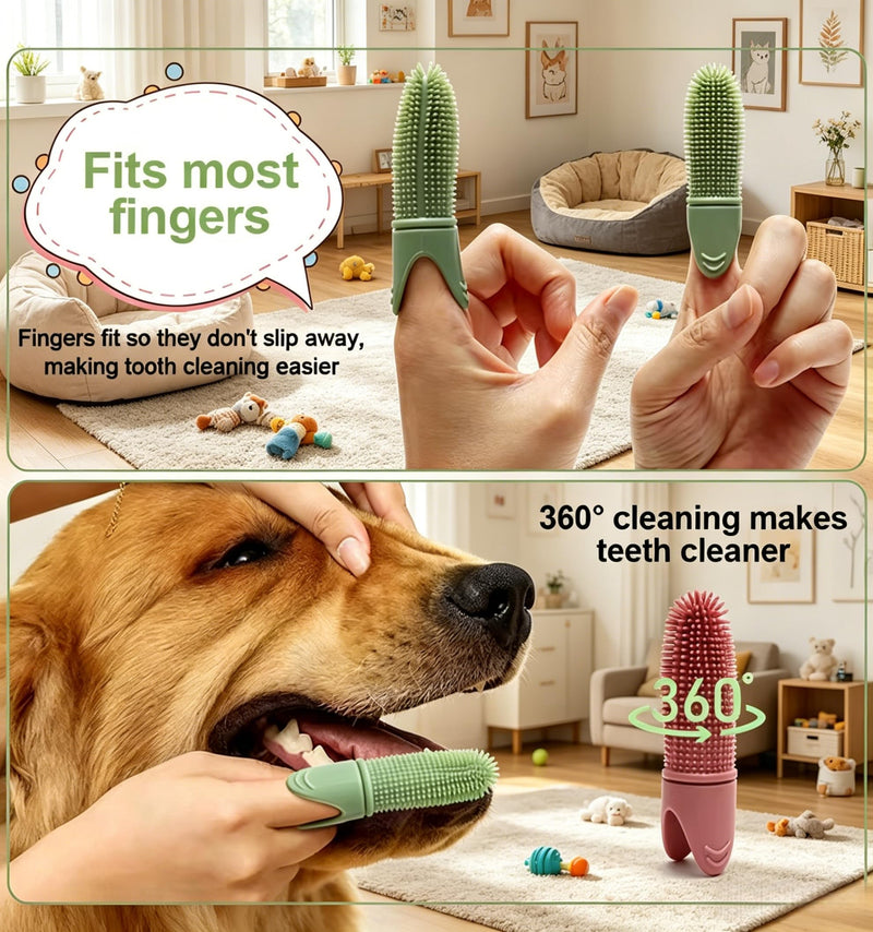 6x Finger Toothbrush for Dogs & Cats, 360º Pets Teeth Cleaning Toothbrush for Dogs Cats Dental Care, Soft Silicone Finger Cots Suitable, Pets Teeth Cleaning