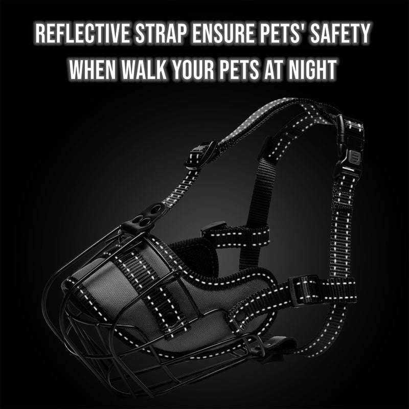 OOPSDOGGY Metal Dog Muzzle for Large Dog, Adjustable Brethable Wire Basket for Rottweiler to Prevent Biting Chewing (Black) Black