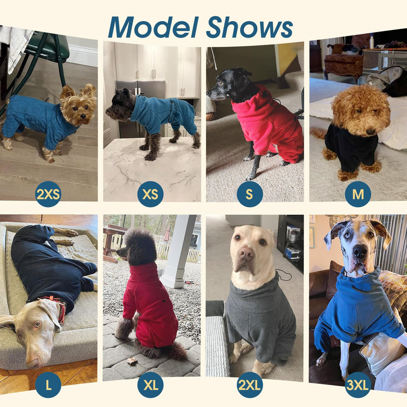 ROZKITCH Dog Fleece Sweater, Pet Windproof Warm Cold Weather Jacket Vest Cozy Jumpsuit Apparel Outfit Clothes for Small Medium Large Dog Walking Sleep 2XS 2XS(Back Length:11") Turquoise