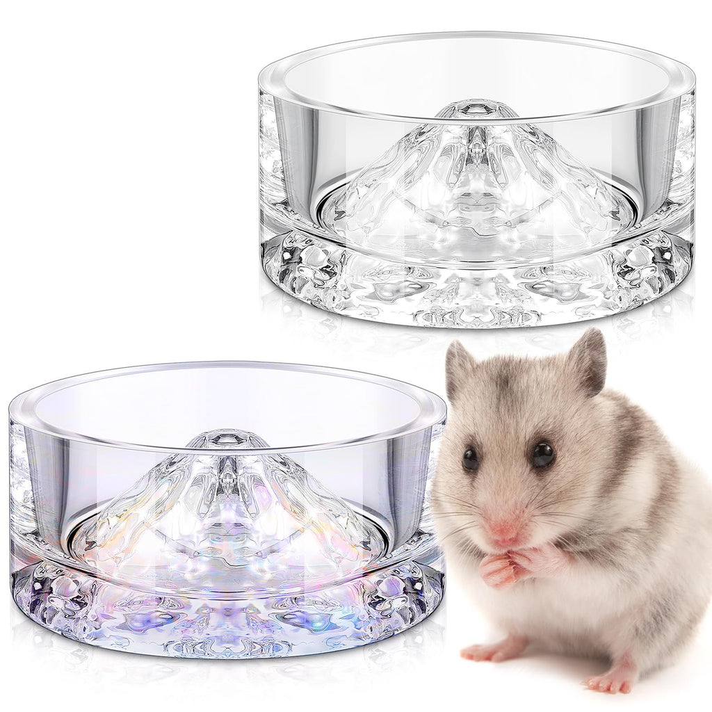 2 Pcs Hamster Water Bowls Glass Hamster Food Bowls Mountain Style Drinking Bowls Anti Turning for Dwarf Syrian Hamsters Guinea Pig Gerbils Mice Rats Chinchilla Other Small Pets 35ml - PawsPlanet Australia