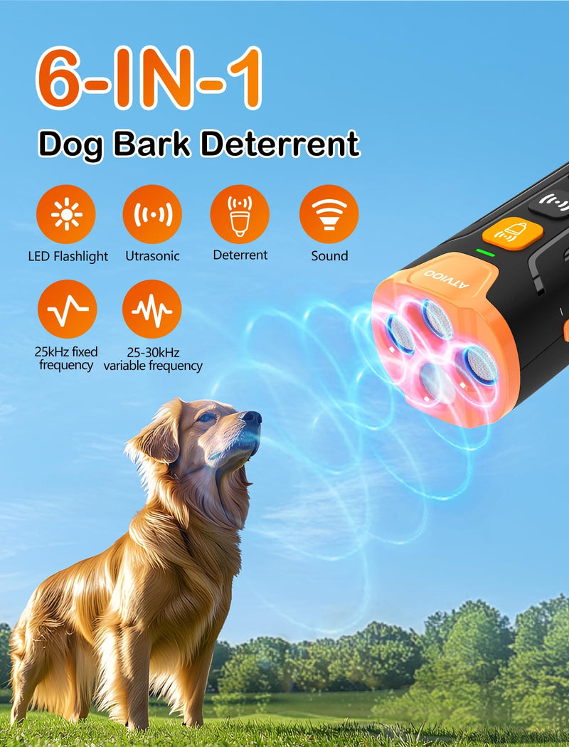 Dog Bark Deterrent Device– Ultrasonic Anti Barking Device for Dogs, 3X Emitters, Rechargeable Trainer for Dogs 6M–8Y, Indoor/Outdoor (Black) Blue