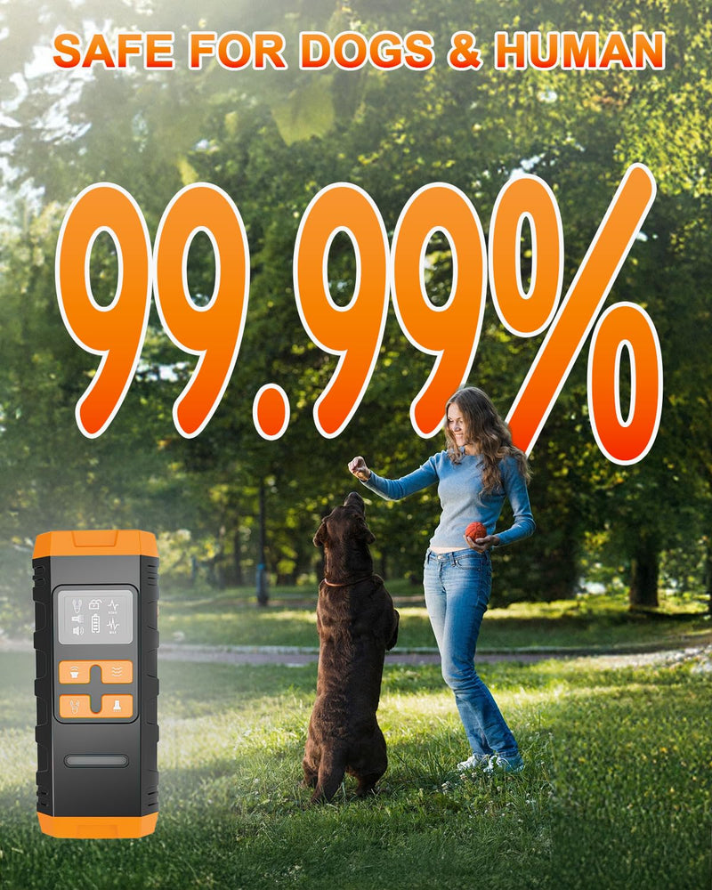 2025 Upgraded Anti Barking Device for Dogs, Ultrasonic Dog Bark Deterrent, Dog Bark Deterrent Devices, Best Anti-Barking Device, 4 Modes & LED Light & LCD Screen Portable Indoor & Outdoor Orange - PawsPlanet Australia