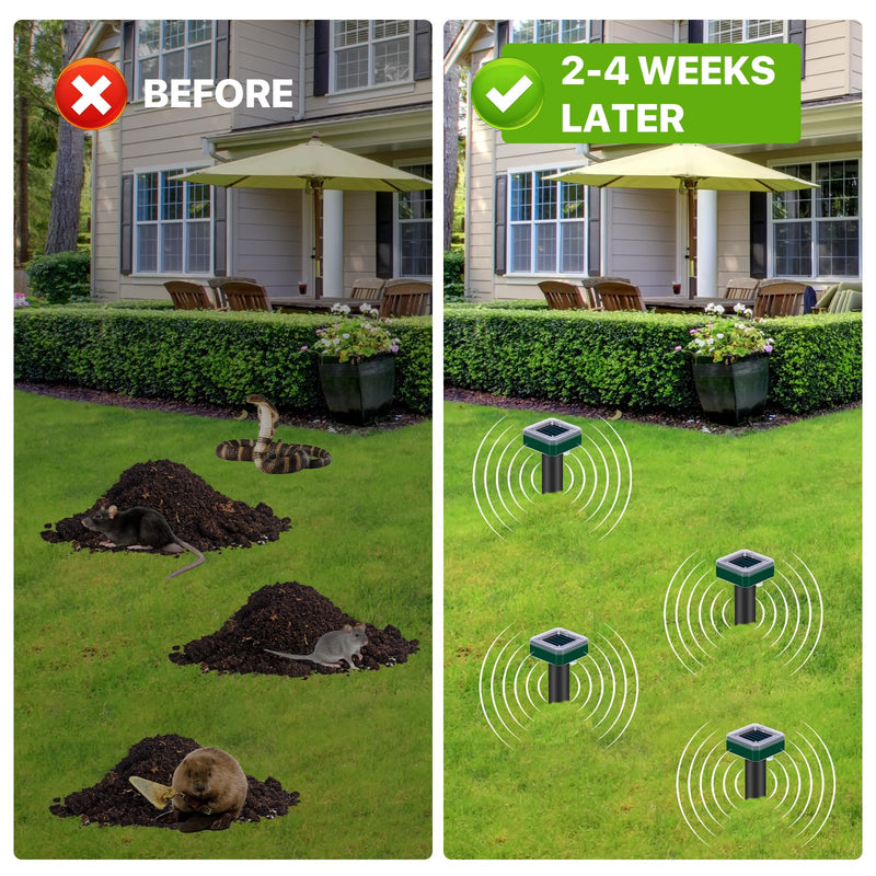 8 Pack Mole Repellent Solar Powered for Lawns Snake Repellent for Yard Gopher Trap Groundhog Vole Repellent Ultrasonic Spike Outdoor Waterproof Sonic Chipmunk Rodent Burrowing Animals Deterrent Stake - PawsPlanet Australia