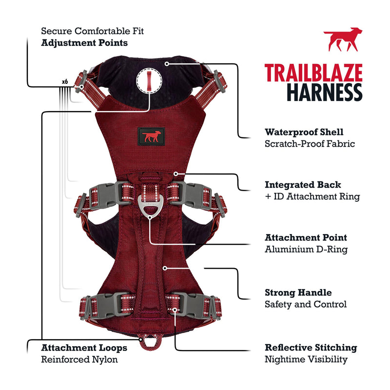 Tuff Pupper Escape Proof Dog Harness for Extra Small Dogs | No Pull Lightweight Adjustable Harness | No Escape Multifunctional Outdoor Pet Gear | Strong Durable Breathable | Secure Comfortable Fit XX-Small Crimson Red - PawsPlanet Australia