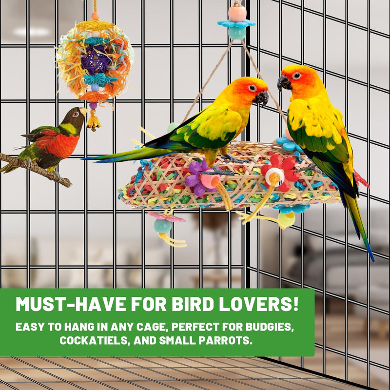 6pcs Parakeet Toy Cockatiel Toys Swing Hanging, Parrot Chewing Shredding Foraging Bird Toys with Rope Perch for Parakeets, Lovebirds, Conures, Cockatiels, Budgies - PawsPlanet Australia