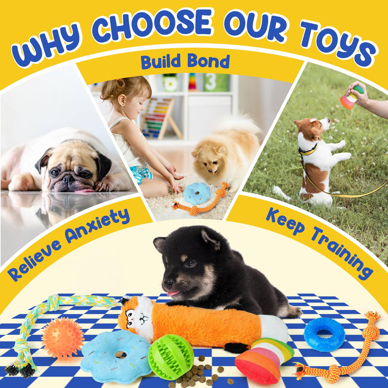 Puppy Toys for Boredom, 9 Pack Interactive Dog Toys for Small Dogs, Puppy Chew Toys for Teething with Rope Toys, Treat Ball and Cute Squeaky Toys - PawsPlanet Australia