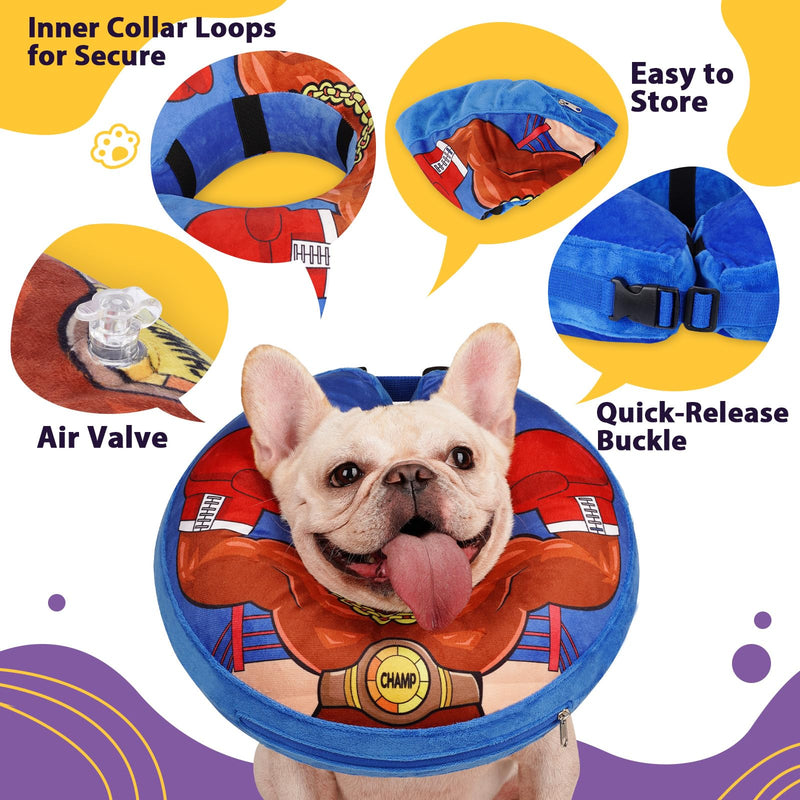 Crazy Felix Soft Donut Cone for Dogs to Stop Licking Dog Pillow Cone Collar After Surgery Inflatable Dog Cone Alternative for Small Medium Large Dogs, Elizabethan Collar for Bulldog Boxer Blue L - PawsPlanet Australia