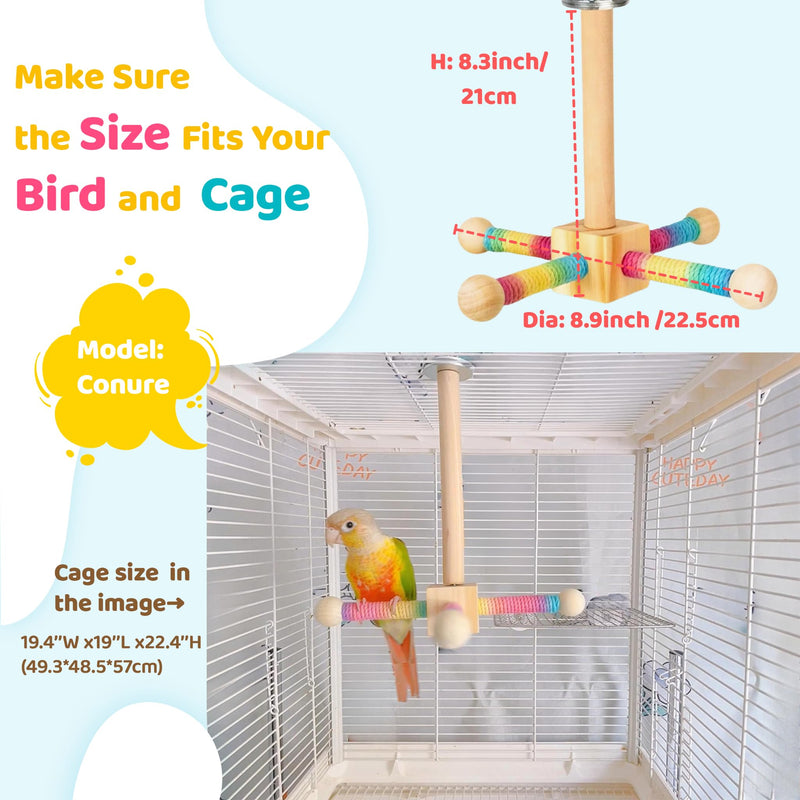 Bird Toy Spinning Perch for Parakeet Cockatiels, Cage Interactive Wooden Stand for Budgies Conures, Cage Accessories Enrichment Toys for Small Medium Parrots Lovebird Parrotlet - PawsPlanet Australia