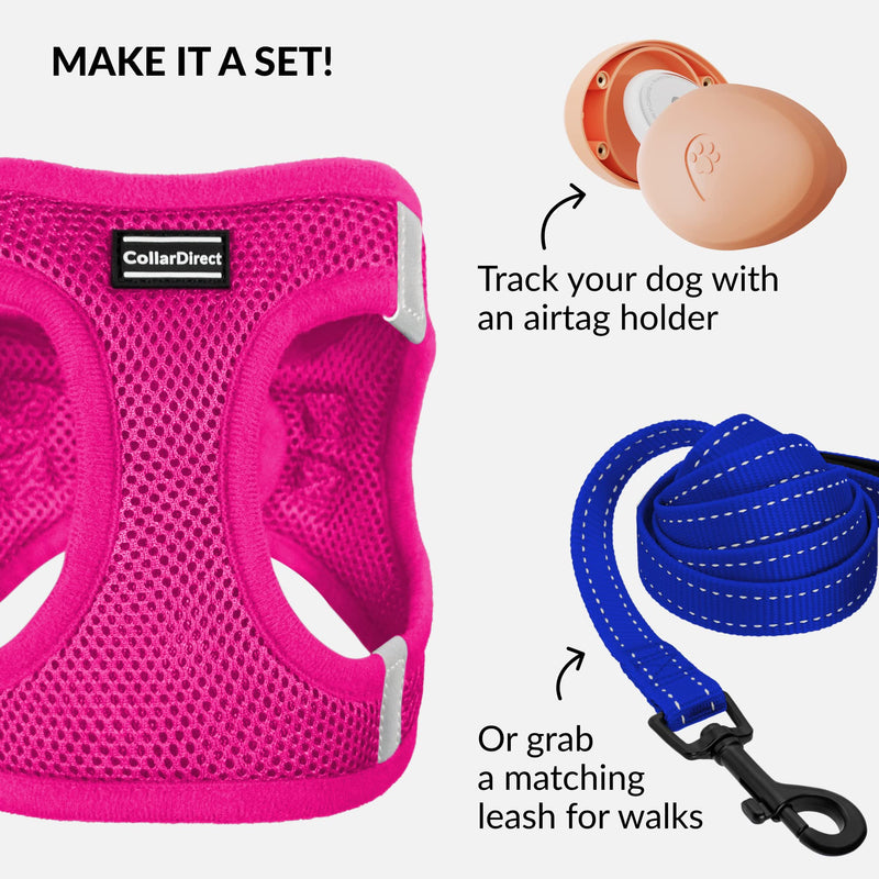 CollarDirect Step-in Reflective Dog Harness - Any Weather Air Mesh for Small and Medium Dogs Easy to Put On and Off (Size S, Pink) - PawsPlanet Australia