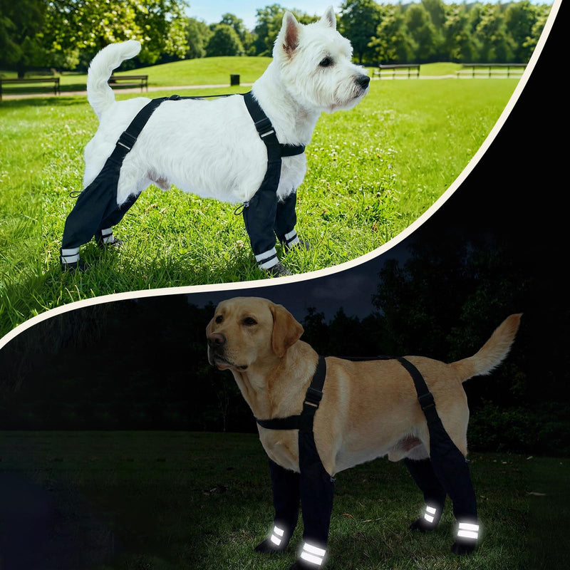 Dog Suspender Boots for Large Dogs – Waterproof & Non-Slip Dog Paw Protectors with Adjustable Straps & Reflective Strips, All-in-One Connected Dog Boots for Outdoor Walks, Snow, Rain, Hiking (XL) XL - PawsPlanet Australia