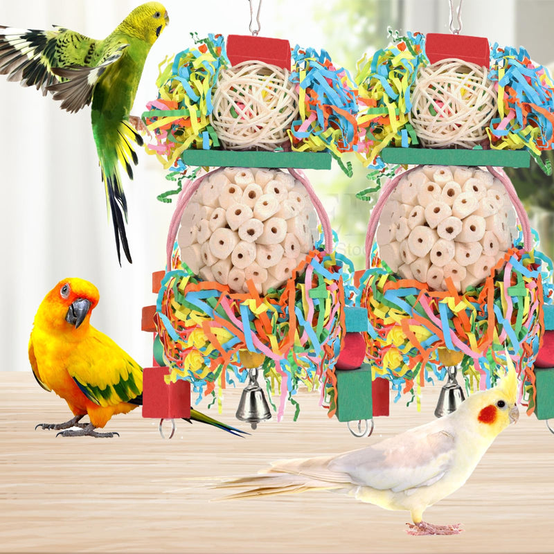 BBjinronjy Bird Toys,2PCS Hanging Natural Soft Sola Ball Beak Chew Shred Forage Toys for Parrots,Cockatiel,Conure,Love Birds,Parakeets,Budgie and Other Small Birds M 2PCS A - PawsPlanet Australia