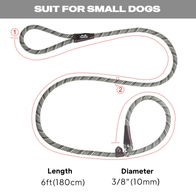 TwoEar 6FT Slip Lead Dog Leash, Heavy Duty Slip Leash for Dogs with Highly Reflective, Strong Rope Slip Leads No Pull Pet Training Leashes for Small Dogs (3/8", Grey) Small(3/8"-6ft) - PawsPlanet Australia