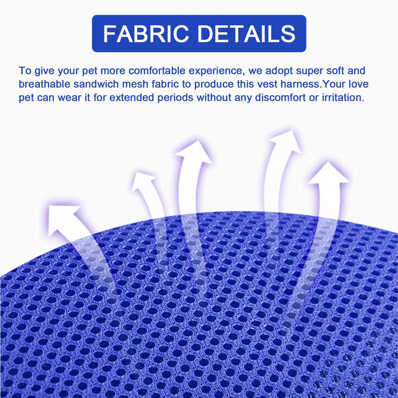 Cat Harness and Leash Set, Upgraded Escape Proof Adjustable Kitten Vest with Lead for Small Cat Outdoor Walking, Soft Breathable Mesh Jacket with Reflective Strips for Dark Night (S, Klein Blue) - PawsPlanet Australia