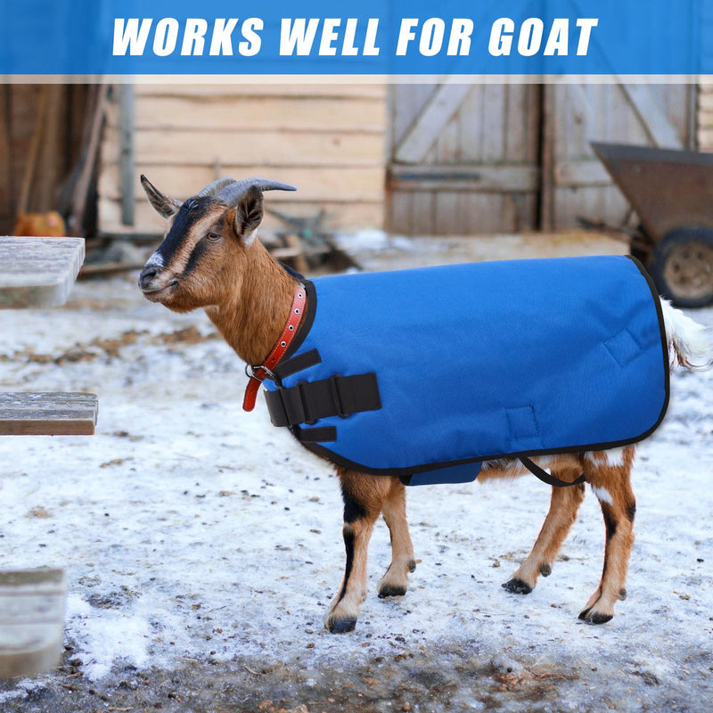Weatherproof Goat Blanket for Winter Sheep and Calf Blanket Soft Fleece Lining Goat Coat for Show Goats, Pets & Livestock Adjustable Belly Straps for Secure Fit (Navy Blue,Size M) Navy Blue Size M