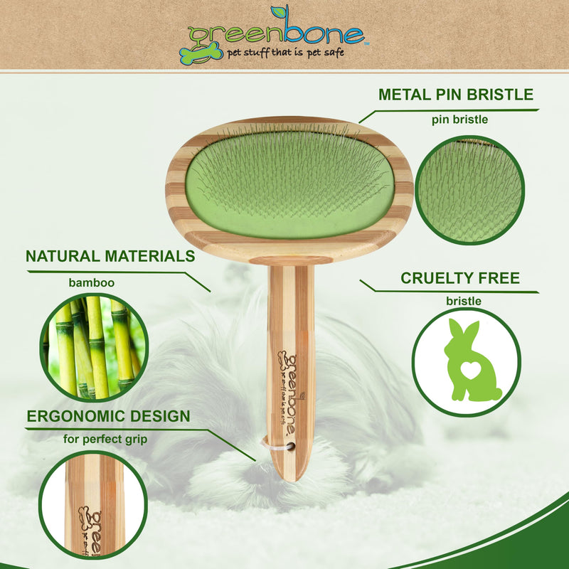 Greenbone Pet Spa Slicker Brush - All-Natural Bamboo Pet Grooming Brush - Entirely Made from Sustainable Bamboo for Dogs & Cats - PawsPlanet Australia