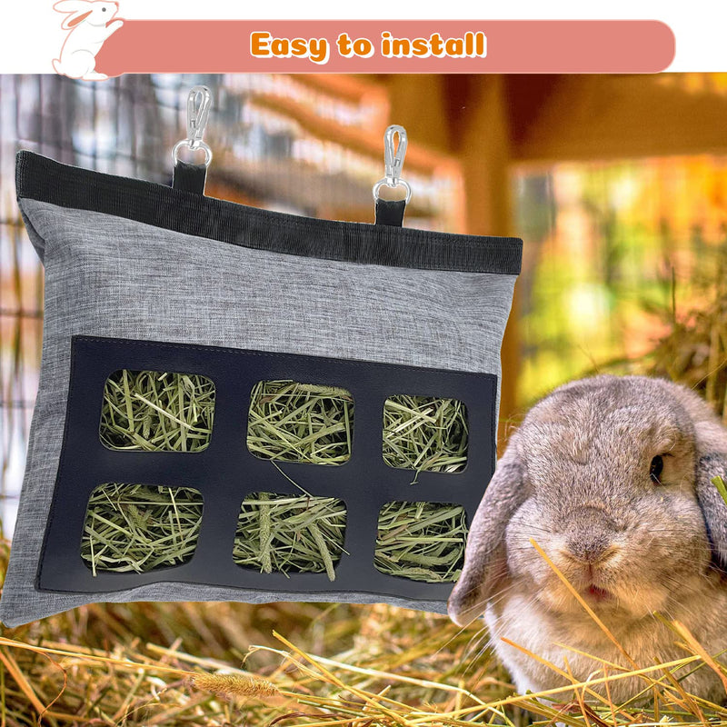 Rabbit Hay Feeder Bag, Upgraded Bunny Guinea Pig Hay Feeder, 600D Oxford Fabric Hay Holder for Small Animal Rabbit Guinea Pig Chinchilla Cage gary