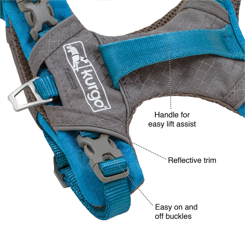 Kurgo Journey Air Dog Harness - Secure Fit for Active Dogs - Padded Chest - Lightweight Ripstop Fabric - Breathable Mesh - Reflective Trim - Back Assist Handle - Coral - Large